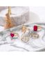 Fashion Gold Alloy Diamond Heart Square Snake Ring Set
