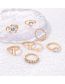 Fashion Gold Alloy Diamond Flower Heart Geometric Ring Set