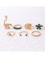 Fashion Gold Alloy Diamond Flower Serpentine Leaf Ring Set