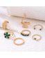 Fashion Gold Alloy Diamond Flower Serpentine Leaf Ring Set