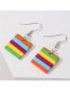 Fashion Color Resin Rainbow Square Earrings