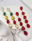 Fashion Red Alloy Diamond Drop Earrings