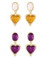 Fashion Purple Alloy Resin Heart Stud Earrings