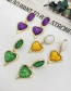 Fashion Green Alloy Resin Heart Stud Earrings