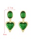 Fashion Green Alloy Resin Heart Stud Earrings