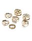 Fashion Gold Alloy Imitation Treasure Inlaid Geometric Cutout Ring Set