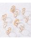 Fashion Gold Alloy Geometric Cutout Heart Bow Ring Set