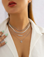 Fashion Silver Alloy Geometric Snake Bone Chain Round Plate Multilayer Necklace