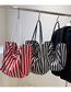 Fashion Black Pu Striped Canvas Large Capacity Shoulder Bag