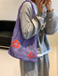Fashion Purple Floral Knit Large Capacity Shoulder Bag