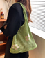 Fashion Green Floral Knit Large Capacity Shoulder Bag