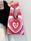 Fashion Pink Straw Heart Woven Tote Bag