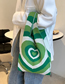 Fashion Green Straw Heart Woven Tote Bag