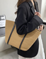 Fashion Khaki Pu Straw Large Capacity Handbag