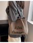 Fashion Khaki Canvas Letter Houndstooth Large Capacity Shoulder Bag