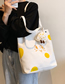 Fashion White Canvas Cartoon Large Capacity Shoulder Bag