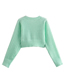 Fashion Light Green Open-knit Crewneck Sweater