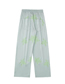Fashion Green Leaf-embroidered Straight-leg Trousers