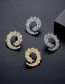 Fashion 18k Gold Bronze Zirconium Geometric Stud Earrings