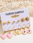 Fashion Gold Alloy Diamond Flower Love Drop Oil Tai Chi Butterfly Earrings Set