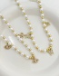Fashion Gold-2 Bronze Zirconium Butterfly Pearl Beaded Necklace