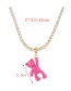Fashion Light Pink Bronze Zirconium Claw Chain Bear Necklace