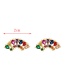 Fashion Color Brass Inset Zirconium Scallop Stud Earrings