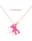 Fashion Light Pink Copper Drop Oil Bear Pentagram Pendant Necklace