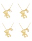 Fashion F Bronze Zirconium 26 Letter Love Bear Pendant Necklace