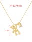 Fashion V Bronze Zirconium 26 Letter Love Bear Pendant Necklace