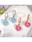 Fashion Rose Red Alloy Drip Oil Double Heart Earrings