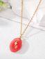 Fashion 5# Pink Sun Oval Necklace Stainless Steel Oval Natural Stone Star Necklace