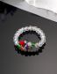 Fashion Green Flower Transparent Elastic Ring Clear Crystal Beaded Flower Ring