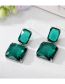 Fashion Green Crystal Stud Earrings Square Geometric Glass Crystal Stud Earrings