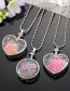 Fashion Rose Pink Heart Dried Flower Necklace Alloy Dried Flower Heart Necklace