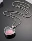 Fashion Rose Pink Heart Dried Flower Necklace Alloy Dried Flower Heart Necklace