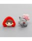 Fashion Little Red Riding Hood And The Big Bad Wolf Stud Earrings Little Red Riding Hood Big Bad Wolf Cartoon Earrings