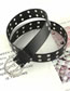 Fashion Black Faux Leather Double Row Hollow Pin Buckle Wide Belt