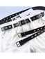 Fashion Silver Button Silver Eyelet Faux Leather Square Buckle Cutout Wide Belt