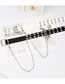 Fashion Black With Chain Woven Floral Double Row Chain Wide Belt