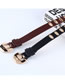 Fashion Brown Faux Leather Metal Buckle Cutout Wide Belt
