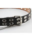 Fashion Double Row Horizontal Bull's Eye With Hanging Chain Faux Leather Double Row Chain Fringe Wide Belt