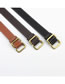 Fashion Brown Wide Belt With Square Buckle Without Holes
