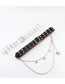 Fashion Japanese Word Buckle Double Row Black Faux Leather Cutout Double Row Perforated Wide Belt