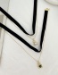 Fashion White Bronze Heart Zirconium Bear Velvet Double Layer Collar