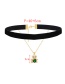Fashion Green Bronze Heart Zirconium Bear Velvet Double Layer Collar