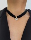 Fashion Silver Bronze Zircon Heart Pendant Velvet Collar