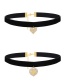 Fashion Gold-3 Bronze Zircon Heart Pendant Velvet Collar