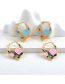 Fashion Pink Brass Diamond Drop Oil Geometric Earrings
