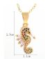 Fashion Gold Zirconium Seahorse Necklace In Gold Plated Copper